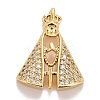 Rack Plating Brass Cubic Zirconia Pendants Findings KK-E275-23G-1