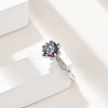 Rhodium Plated 925 Sterling Silver Moissanite Adjustable Rings for Women RJEW-U038-04P-3