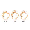 Tropical Leaf Shape Brass Micro Pave Clear Cubic Zirconia Cup Peg Ring Settings KK-T076-12G-4