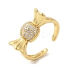 Candy Brass Micro Pave Clear Cubic Zirconia Open Cuff Rings RJEW-U008-24G-1