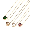 304 Stainless Steel Pave Cubic Zirconia/Glass Heart Pendant Necklaces NJEW-H088-06G-2