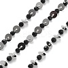 Handmade Brass & Glass Bead Flat Round Chains CHC-L051-06P-03-1