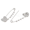 Heart Face 304 Stainless Steel Safety Pins Brooch Findings SA-CBA098D-15B-P04-2