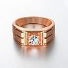 Real Rose Gold Plated Brass Cubic Zirconia Wide Band Rings For Men RJEW-BB06392-10RG-1