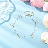 Round ABS Imitation Pearl Beads & 304 Stainless Steel Link Chain Tassel Anklets for Women AJEW-AN00738-01-1