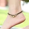 Ethnic Style Brass Bell Charm Braided Waxed Cord Adjustable Anklets for Women FS-WG2B00D-01-1