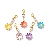 Flower Alloy Enamel Pendant Decoration X1-HJEW-JM00778-1