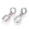 Platinum Rack Plating Alloy Rhinestone European Dangle Charms PALLOY-T048-36P-O-2