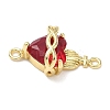 Brass with Glass Dark Red Sacred Heart Connector Charms LS-KK-L253-27G-01-2
