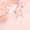 Imitation Pearl Woven Net/Web with Feather Hanging Ornaments PW23030911310-1