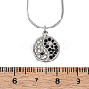 304 Stainless Steel Crystal & Jet Rhinestone Yin-yang Pendant Round Snake Chain Necklaces for Women NJEW-Z044-12P-5
