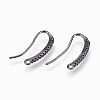 Brass Earring Hooks with Cubic Zirconia KK-P150-43B-1