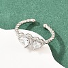 Brass Micro Pave Cubic Zirconia Cuff Open Rings for Women RJEW-C153-04P-4
