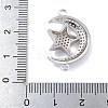 Rack Plating Brass Micro Pave Clear Cubic Zirconia Moon with Star Connector Charms KK-A234-056P-3