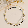 2Pcs Bohemian Style Glass Seed Beaded Stretch Bracelet Set with Brass Beads HV2653-1