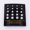 304 Stainless Steel Cubic Zirconia Stud Earrings EJEW-O070-03P-1