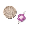 Two Tone Opaque Acrylic & Glass Pearl Flower Connector Charms PALLOY-JF03484-02-2
