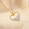 304 Stainless Steel Rhinestone Pendant Necklaces for Women FS-WGD5BB7-02-1