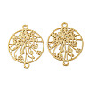 Rack Plating Brass Hollow Out Flower Connector Charms KKC-D001-21KCG-1