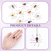 12Pcs 6 Colors Copper Wire Wrapped Natural Banded Agate Spider for Door Window Protection HJEW-NB00186-5