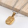 304 Stainless Steel Rose Pendant Necklaces for Women NJEW-S439-01B-GP-2