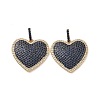 Heart Brass Micro Pave Cubic Zirconia Pendants KK-G435-04G-03-2