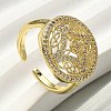 Brass Micro Pave Cubic Zirconia Cuff Rings for Women RJEW-F196-03G-1