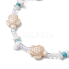 Turtle Cross Synthetic Turquoise & Magnesite & Glass Seed Braided Beaded Adjustable Anklets AJEW-AN00652-3