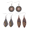 3 Pairs 3 Style Alloy Lotus Flower Dangle Earrings for Women EJEW-AN0004-15-1