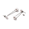 Long Chain with Round Plastic Pearl Dangle Stud Earrings STAS-D179-06P-2