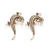 Gecko Alloy Brooch with Rhinestone JEWB-N007-079-1