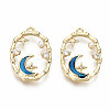 Brass Micro Pave Clear Cubic Zirconia Pendants KK-S360-037-NF-1