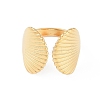 Ion Plating(IP) 304 Stainless Steel Shell Shape Open Cuff Rings RJEW-S418-01G-2