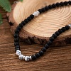 6MM Round Natural Howlite and Frosted Black Stone Beaded Necklaces for Men LS-FQ0489-3-2