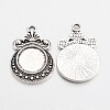 Tibetan Style Zinc Alloy Flat Round Pendant Cabochons Settings X-TIBEP-R334-252AS-RS-2