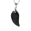 Natural Obsidian Angel Wing Pendant Necklace PW-WG24892-11-1