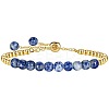 Natural Blue Spot Jasper 304 Stainless Steel Round Beaded Adjustable Slider Bracelets for Men Women AW1156-8-1