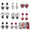 DIY Gothic Heart Brass & Alloy Enamel Dangle Earring Making Kits DIY-SC0026-61-1