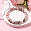 8.5mm Round Natural Pink Zebra Jasper Beaded Stretch Bracelets BJEW-JB10256-01-2