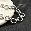 304 Stainless Steel Flat Round Link Chain Bracelets for Women BJEW-R021-08P-3