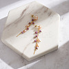 Natural Lepidolite & Natural Freshwater Pearl & 925 Sterling Silver Leaf Dangle Stud Earrings for Women EJEW-G412-02G-5