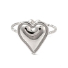 Non-Tarnish 304 Stainless Steel Heart Open Cuff Ring for Women RJEW-E066-04P-2