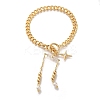 Star Brass Micro Pave Clear Cubic Zirconia Card Paper Chain Bracelets For Women BJEW-L696-032G-1