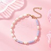 Synthetic Blue Lace Agate & Cultured Freshwater Pearl Beaded Bracelets for Women BJEW-JB13249-01-1