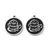 304 Stainless Steel Black Enamel Charms STAS-M102-17P-02-1