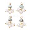 Natural Larimar & Natural Freshwater Pearl Pendants PALLOY-JF05887-1