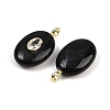 Natural Obsidian & Cubic Zirconia Pendants G-Z076-01G-12-2