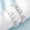 Natural Howlite Faceted Beaded Stretch Bracelets for Women BJEW-K251-07S-1