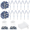 15Pcs Jesus Cross Zinc Alloy Pendant Blue Glass Rondelle Rosary Bead Necklaces for Women Men NJEW-WA0001-02-1