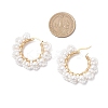 Glass Flower Hoop Earrings EJEW-TA00733-4